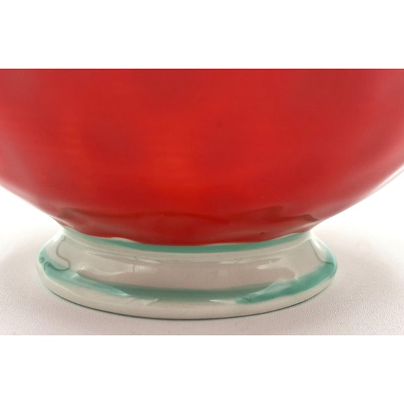 ANTHROPOLOGIE Footed Bowl Akaya Elka Red Bohemian Floral Handpainted Cereal Soup - Picture 3 of 13